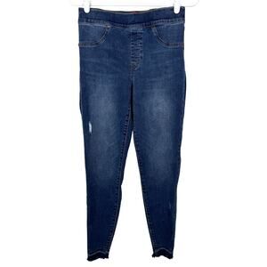 Women's Spanx Distressed Denim Ankle Skinny Raw Hem Stretch Pull On Legging sz M